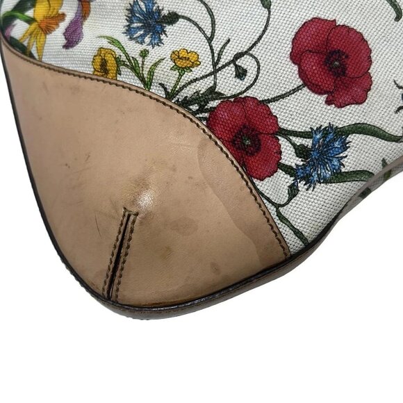 Auth GUCCI Flora,Hustler bit 137388 Cream Light Brown Multi Canvas Leather - Picture 10 of 10